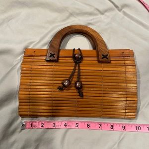 Wooden, rope latch purse
